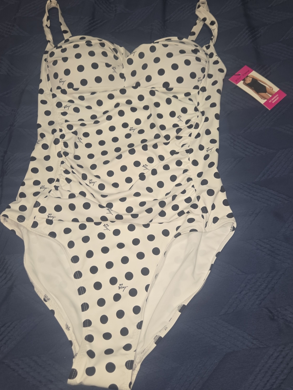 Betsey Johnson White and Black Polka Dot One-Piece Swimsuit